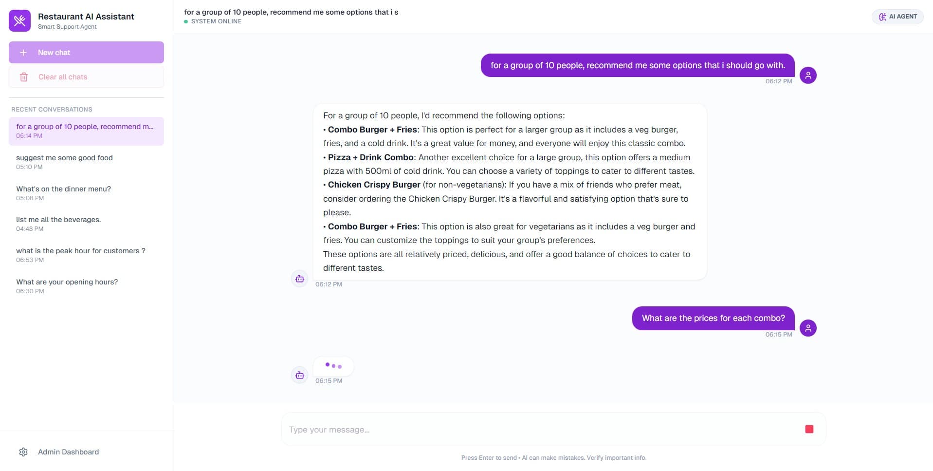 Restaurant AI Assistant